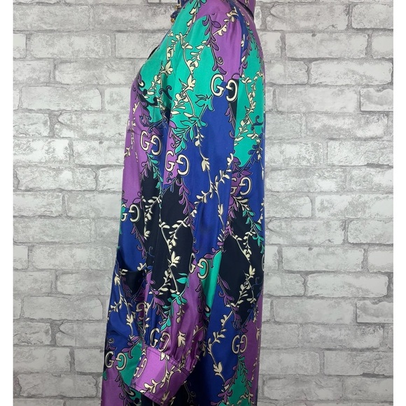 My lowest prize is firm Gucci Purple and Green Maxi Dress with Notched Collar - Picture 5 of 6